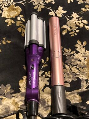 BedHead Purple Wave Artist Hair Waver with Kipozi Rose Gold 2 in 1 Straightener